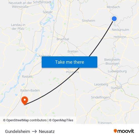 Gundelsheim to Neusatz map