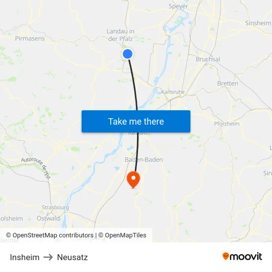 Insheim to Neusatz map