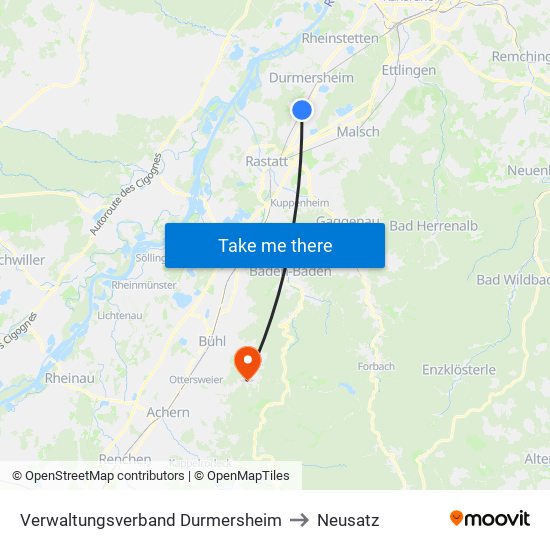 Verwaltungsverband Durmersheim to Neusatz map