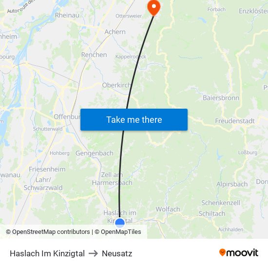 Haslach Im Kinzigtal to Neusatz map