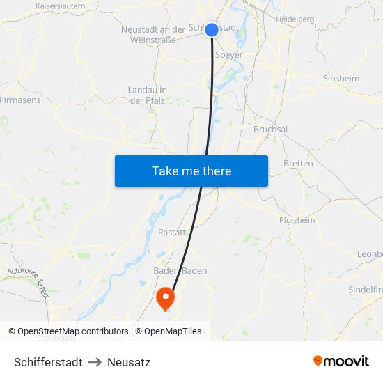 Schifferstadt to Neusatz map