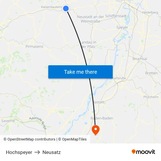 Hochspeyer to Neusatz map