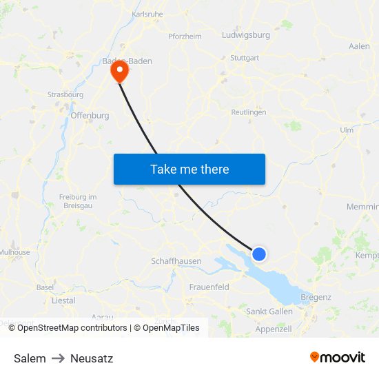 Salem to Neusatz map