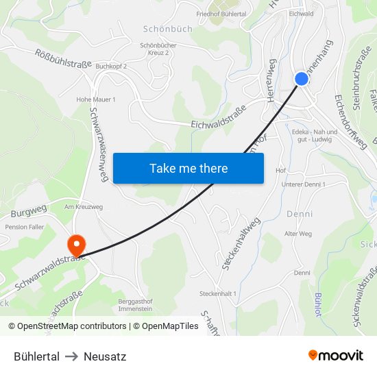 Bühlertal to Neusatz map