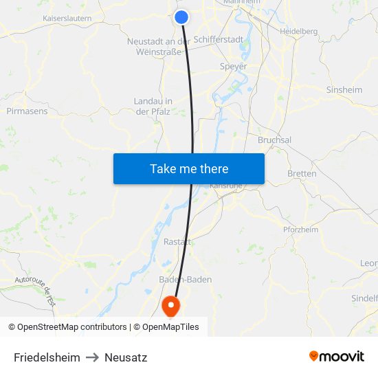 Friedelsheim to Neusatz map