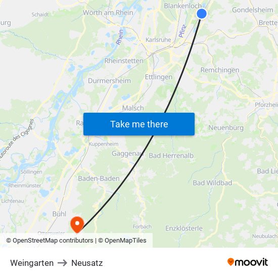 Weingarten to Neusatz map