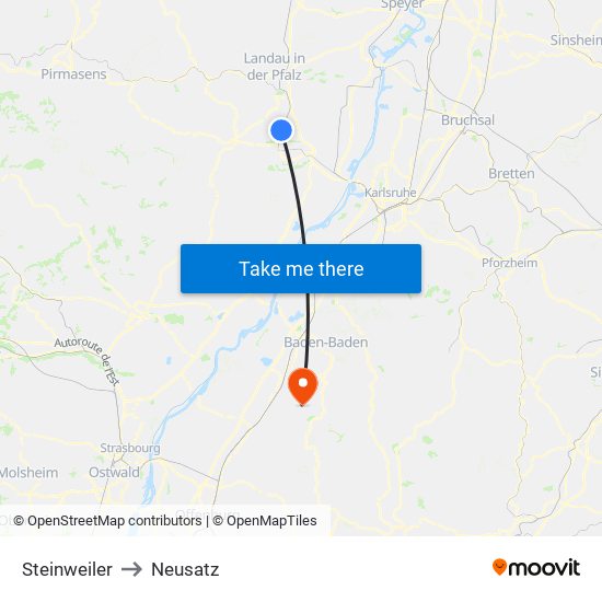 Steinweiler to Neusatz map