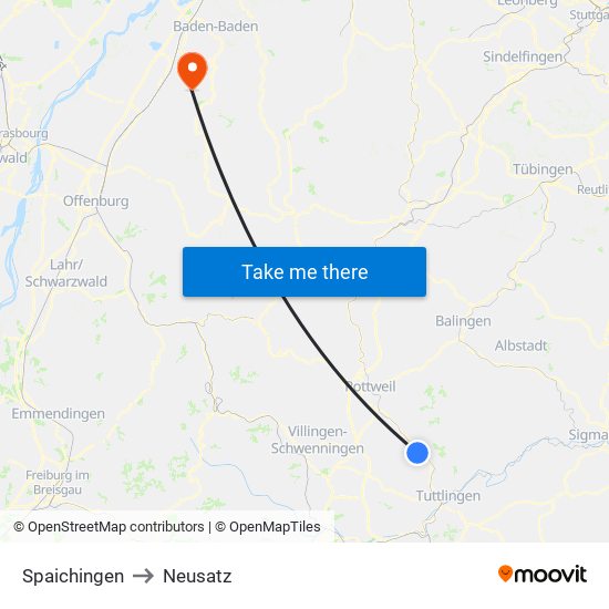 Spaichingen to Neusatz map