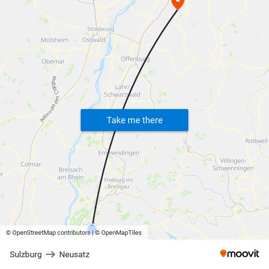 Sulzburg to Neusatz map