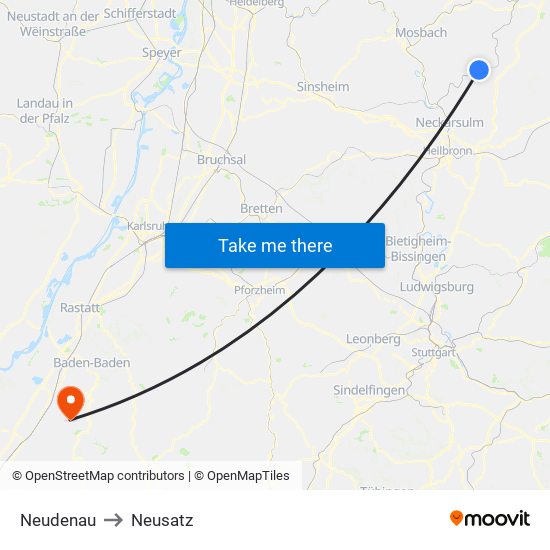 Neudenau to Neusatz map