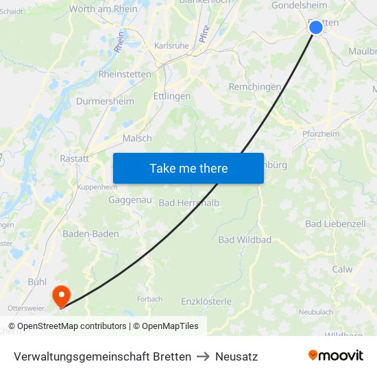 Verwaltungsgemeinschaft Bretten to Neusatz map