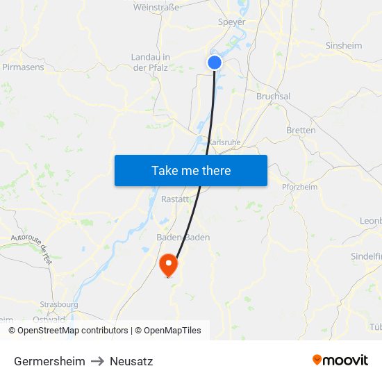 Germersheim to Neusatz map