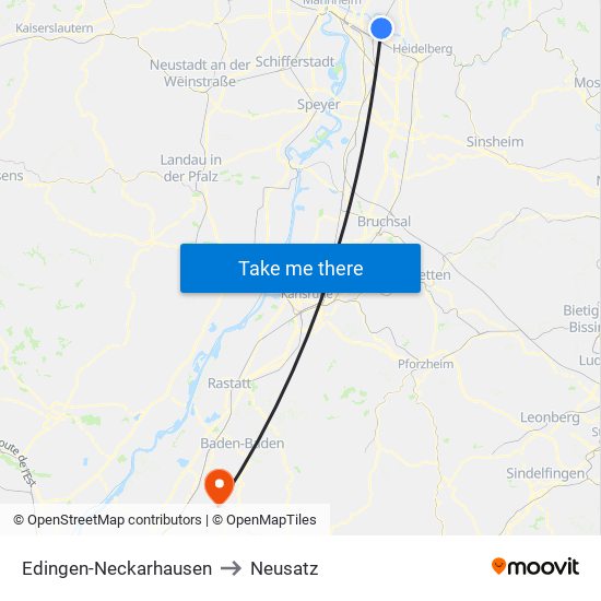 Edingen-Neckarhausen to Neusatz map