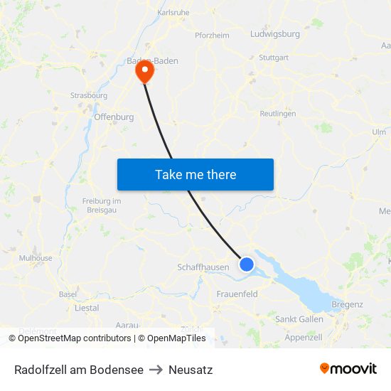 Radolfzell am Bodensee to Neusatz map