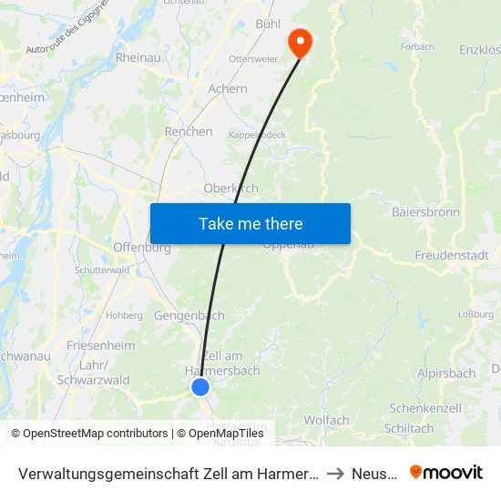 Verwaltungsgemeinschaft Zell am Harmersbach to Neusatz map