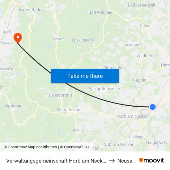 Verwaltungsgemeinschaft Horb am Neckar to Neusatz map