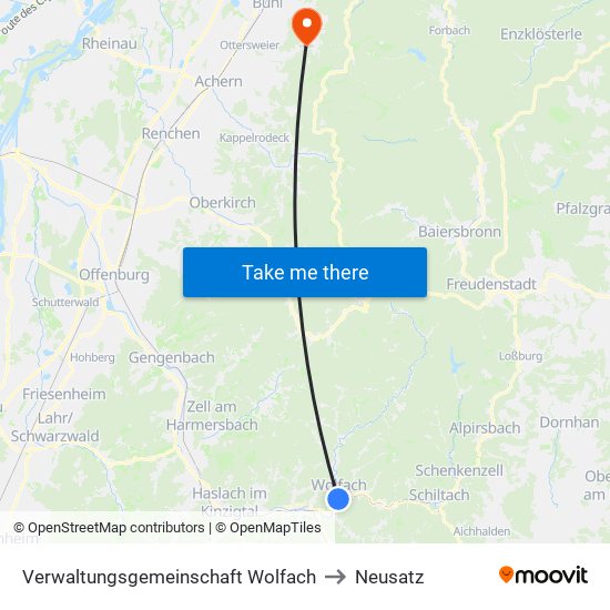 Verwaltungsgemeinschaft Wolfach to Neusatz map
