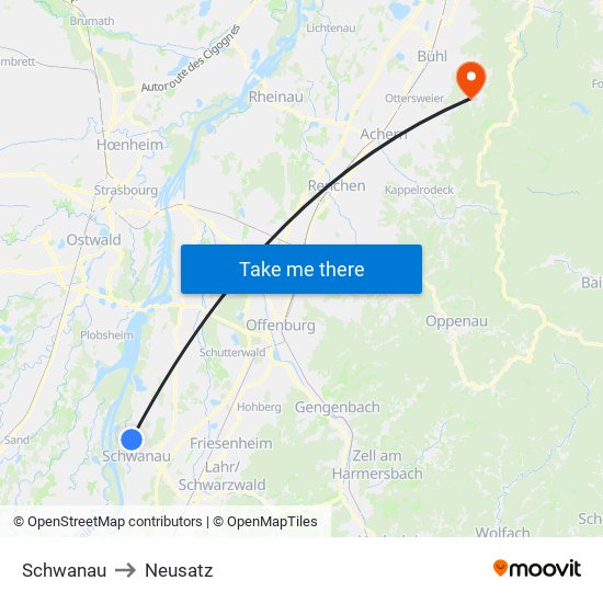Schwanau to Neusatz map