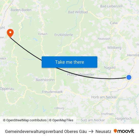 Gemeindeverwaltungsverband Oberes Gäu to Neusatz map