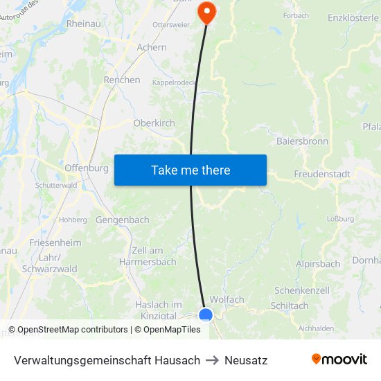 Verwaltungsgemeinschaft Hausach to Neusatz map