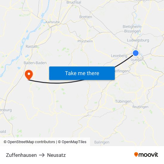 Zuffenhausen to Neusatz map