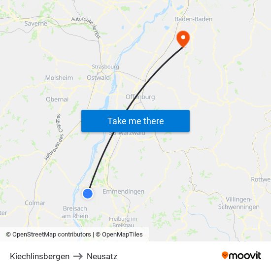 Kiechlinsbergen to Neusatz map