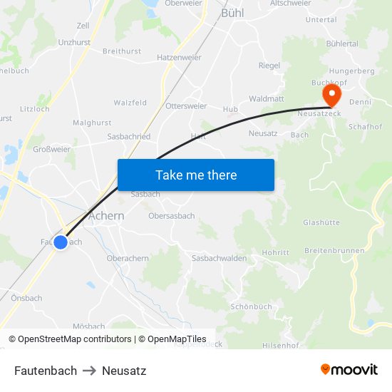 Fautenbach to Neusatz map