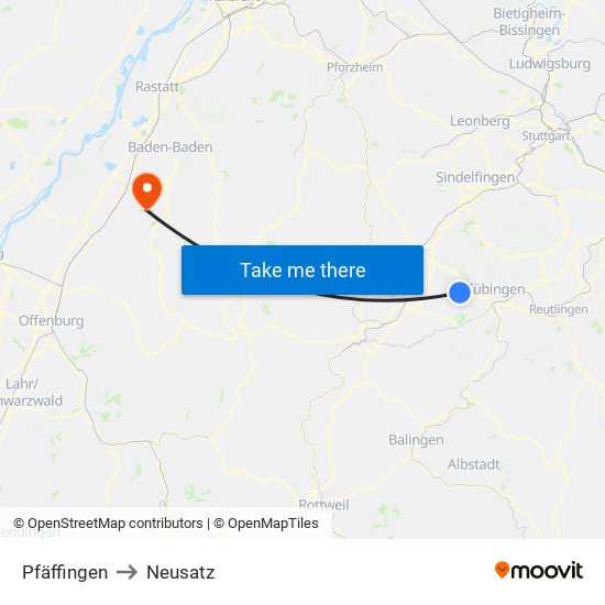 Pfäffingen to Neusatz map