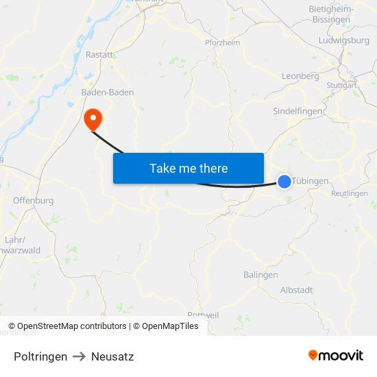 Poltringen to Neusatz map