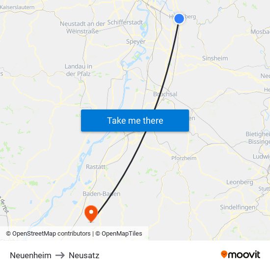 Neuenheim to Neusatz map