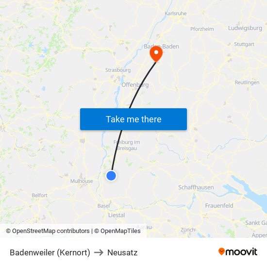 Badenweiler (Kernort) to Neusatz map