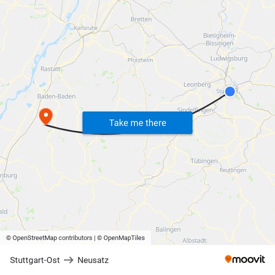 Stuttgart-Ost to Neusatz map