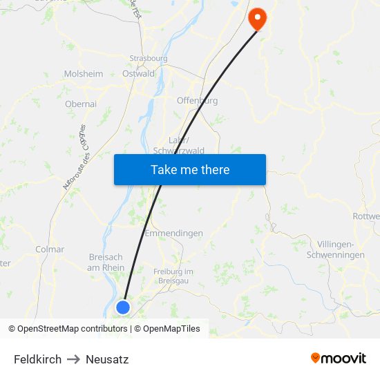 Feldkirch to Neusatz map