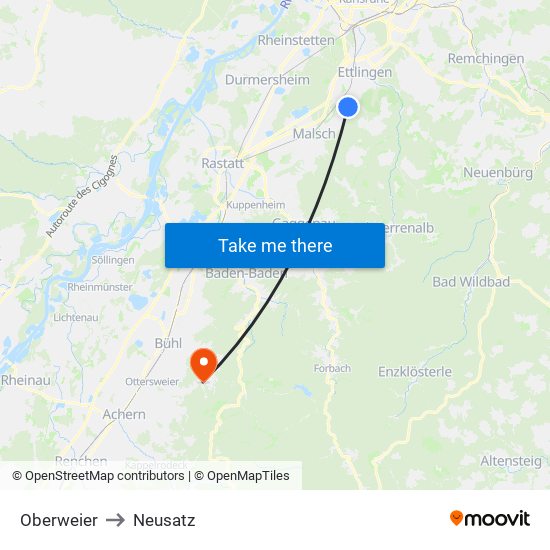 Oberweier to Neusatz map