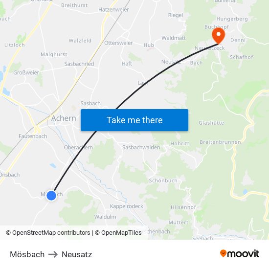 Mösbach to Neusatz map