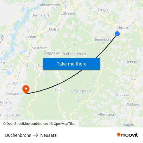 Büchenbronn to Neusatz map