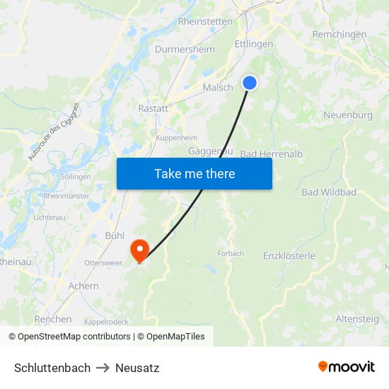 Schluttenbach to Neusatz map