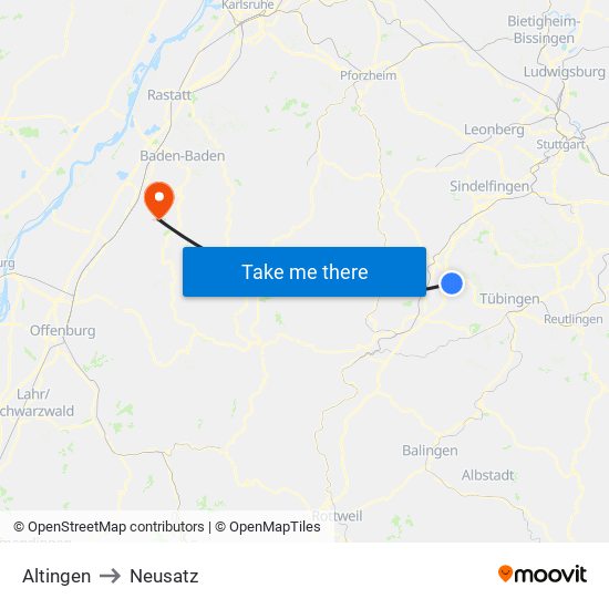 Altingen to Neusatz map