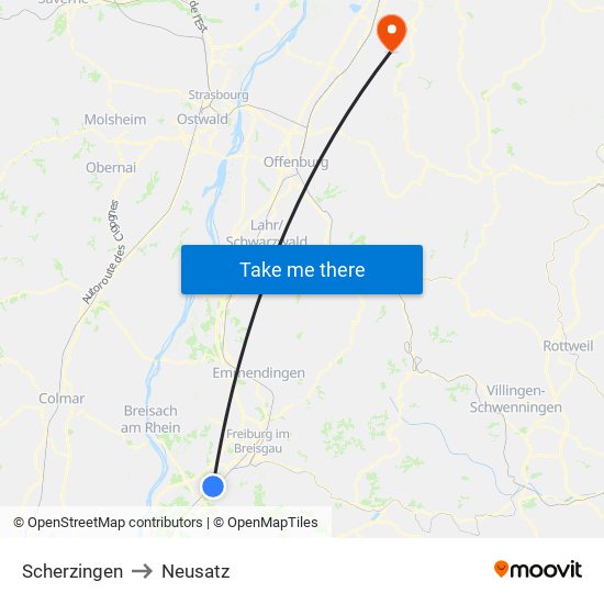 Scherzingen to Neusatz map