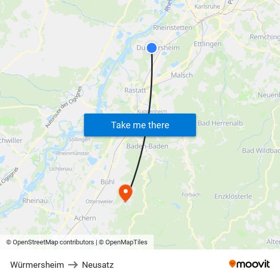 Würmersheim to Neusatz map