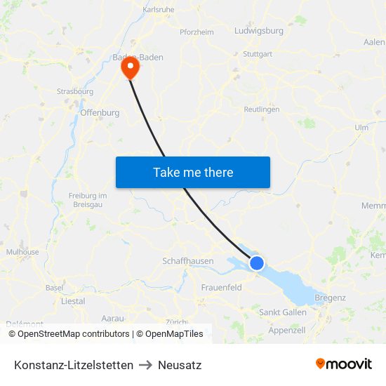 Konstanz-Litzelstetten to Neusatz map