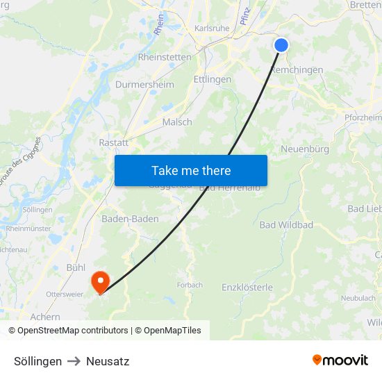 Söllingen to Neusatz map