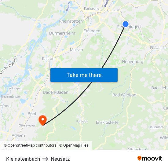 Kleinsteinbach to Neusatz map