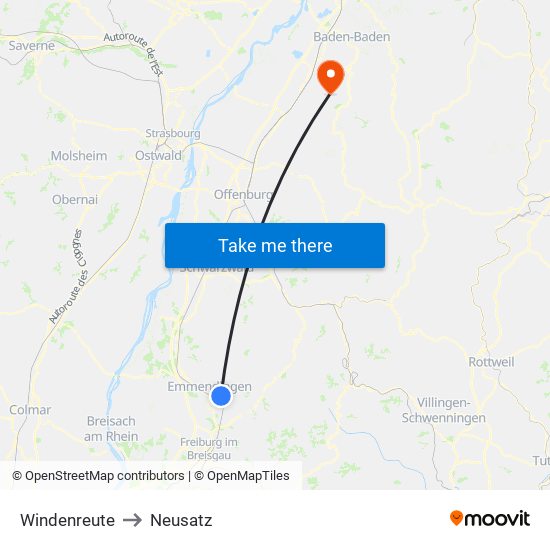 Windenreute to Neusatz map