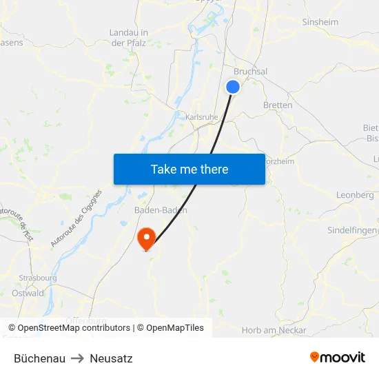 Büchenau to Neusatz map