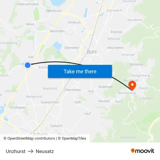 Unzhurst to Neusatz map