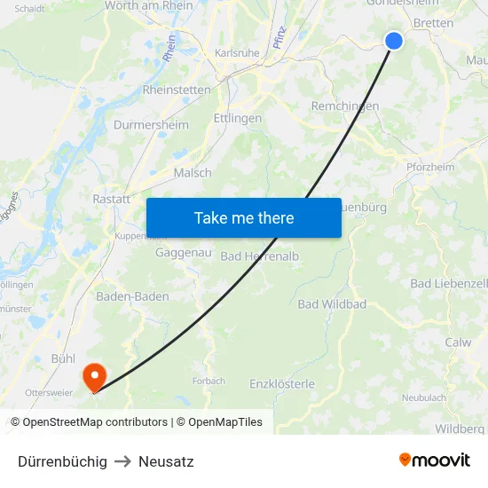 Dürrenbüchig to Neusatz map