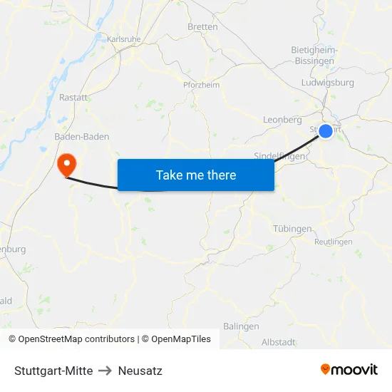 Stuttgart-Mitte to Neusatz map