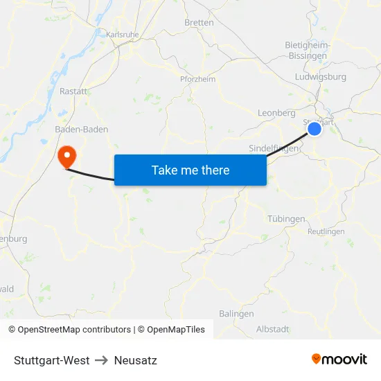 Stuttgart-West to Neusatz map