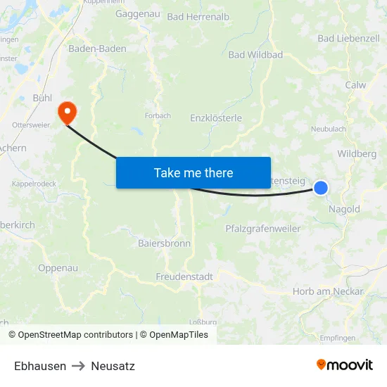 Ebhausen to Neusatz map
